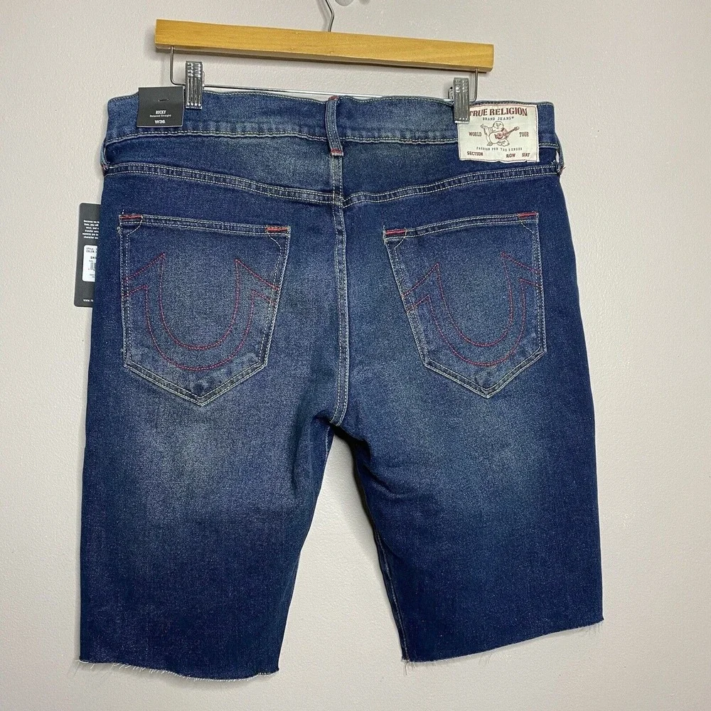 True Religion Ricky Relaxed Straight Shorts‎ Raw Hem Men's Size W36
